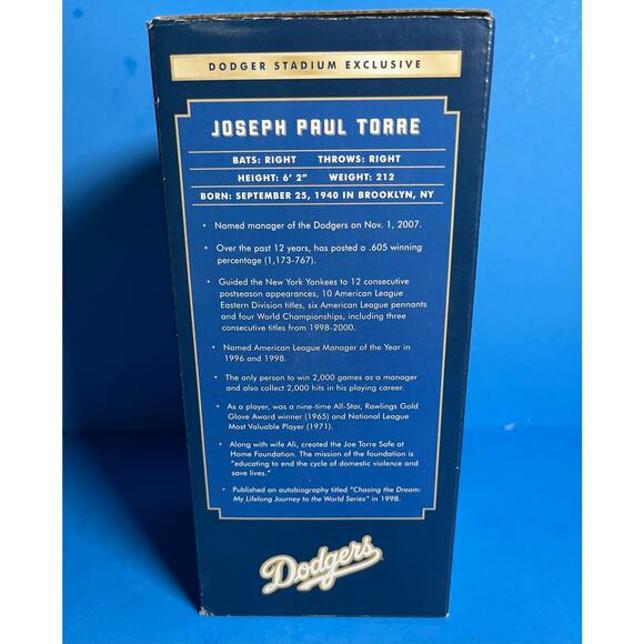 2008 Joe Torre Dodgers Bobblehead Manager 50th Anniversary Stadium Giveaway NIB - Picture 5 of 7